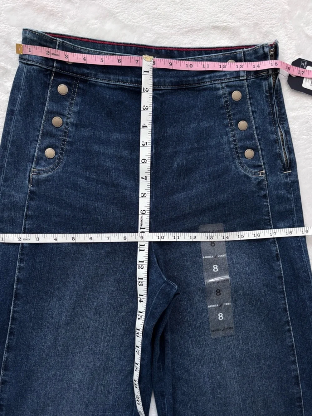 NAUTICA JEANS Wide Leg High Waist Side-Zip Sailor Jean--NWT--8 - Picture 15 of 16